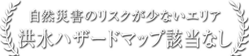 自然災害のリスクが少ないエリア、洪水ハザードマップ該当なし